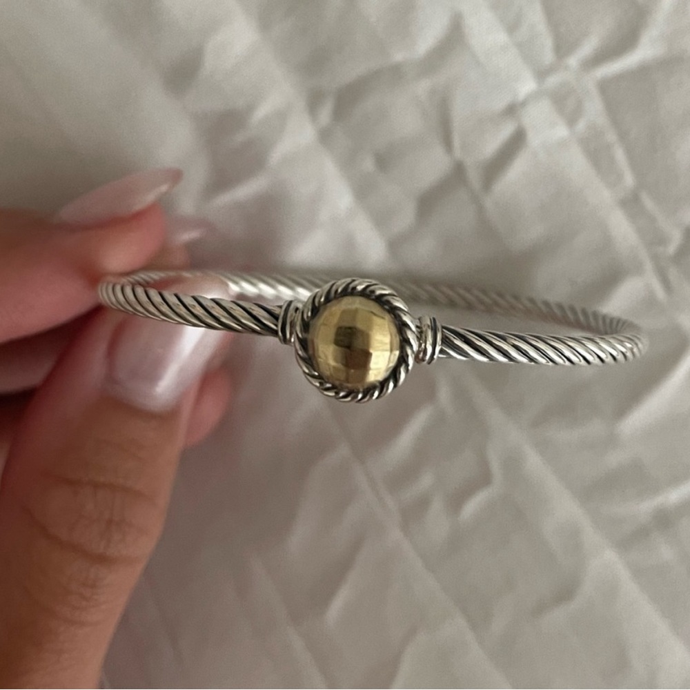 DAVID YURMAN silver CABLE BRACELET with gold dome Chatelaine like new - Picture 4 of 4